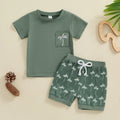 Amazon's New Arrival Boys' Coconut Embroidered Printed Short-sleeved Shorts
