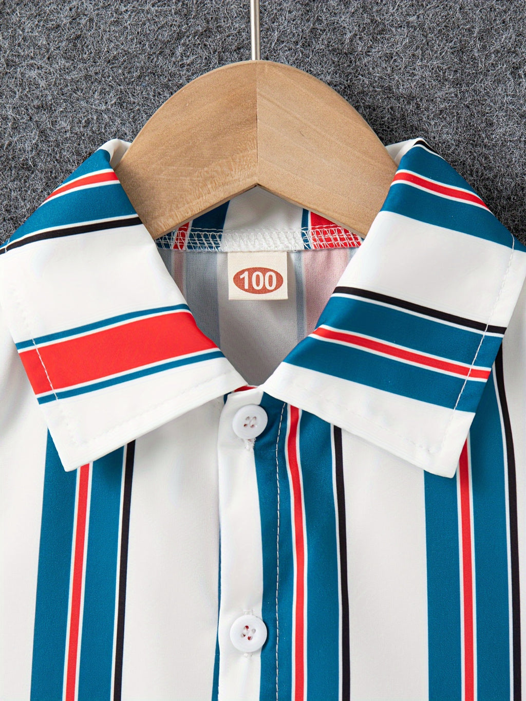 2pcs Boys Casual Stylish Striped Short Sleeve Lapel Shirt & Shorts Set, Comfy Summer Kids Clothing
