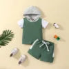 Baby Custom Summer Children Clothes 2pcs Set Hooded Boys Clothing Casual Shorts Suits