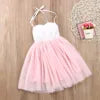 Hot Sale Summer Baby Girls Princess Party Dress Flower Children Clothes Maxi Net Gauze Pompous Skirt Girls Halter Dress