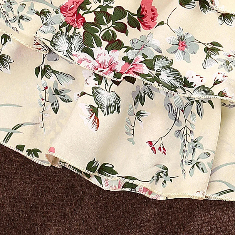 Summer Children Clothes Wholesale Fly Sleeve Floral Print Mesh Patchwork Cake Skirt Girls Princess Dress