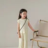 Children's Sleeveless Girls Clothing Sets Spring Summer 100% Cotton Cartoon Smart Casual Wholesale Customized Logo