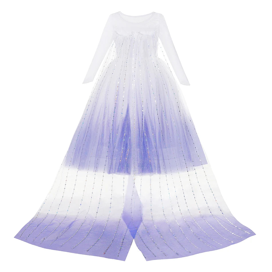 Kids Birthday Party Princess Costume Dress Luxury Sequins Mesh Gradient Elsa Ball Gowns Carnival Cosplay Clothing Girls Outfits