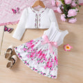 Kids Casual Clothing Sets Outfits For Girls Spring Summer Toddler Floral Print Long Sleeve Coat Tank Dress Children Clothes