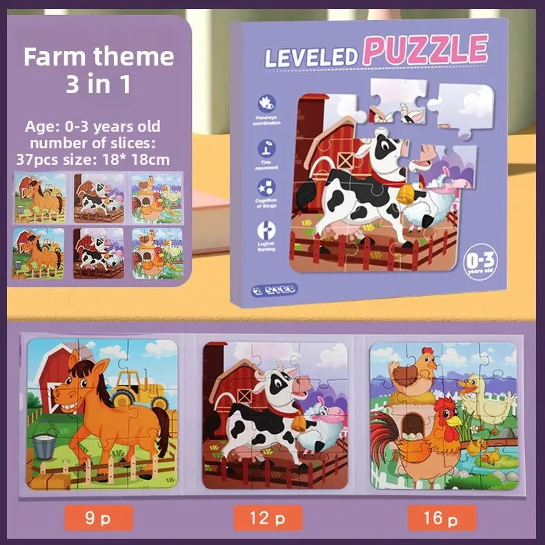 Advanced Book Style Magnetic Puzzle Three in One Early Education Gift for Boys And Girls Kindergarten Intelligence Toys Gifts