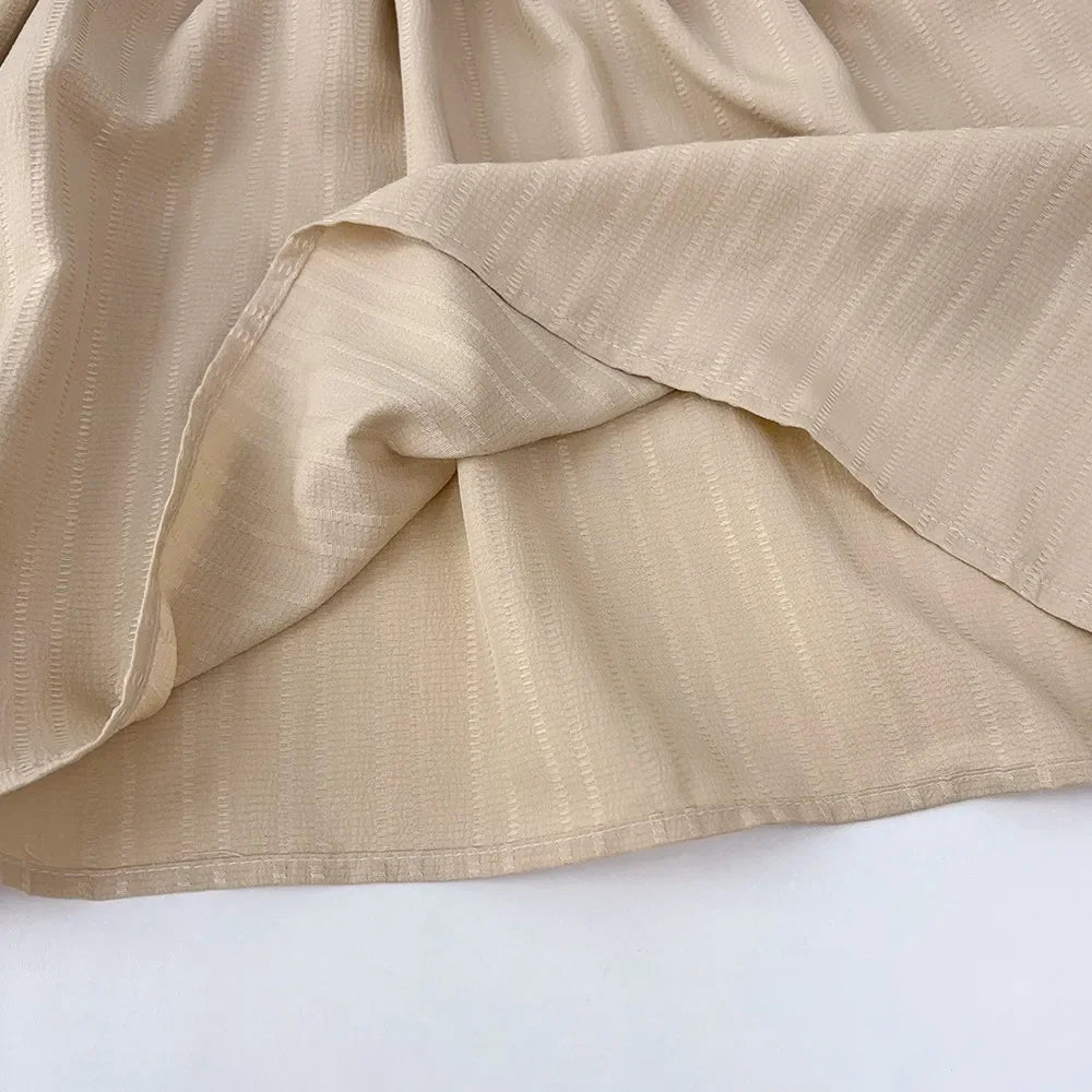 Kids Clothes Autumn Round Neck Long Sleeved Pleated Edge Solid Color Dress Children's Daily Casual Wear 3-7Y Girl Dresses