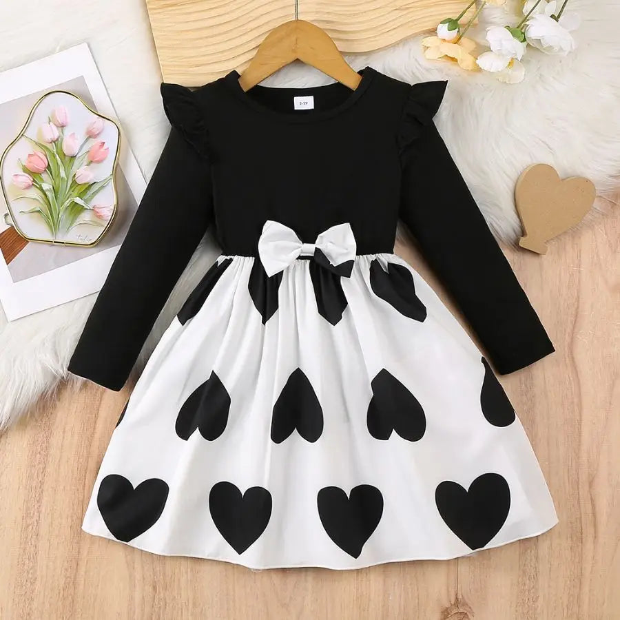 Baby Girl Dress Spring Korean-Style Fashionable Heart-Shaped Party Dress For Girls 2-6Yrs Kids Clothing Princess Holiday Dress