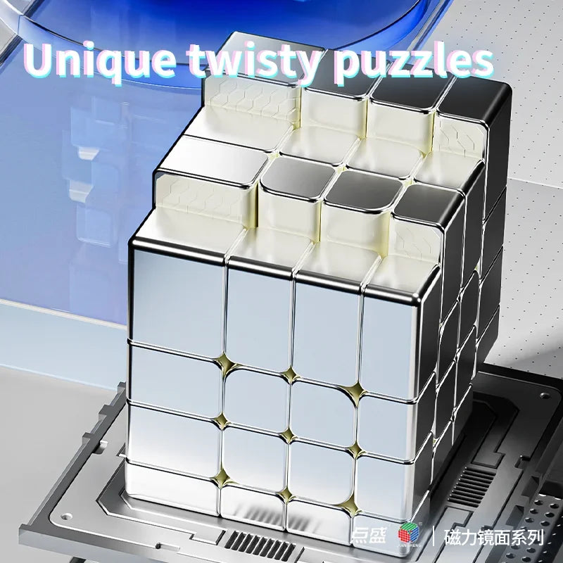 Diansheng 4x4 Mirror Ball Core Cube Magnetic Magic Speed Cube Fidget Toys DianSheng Mirror 4x4 Cubo Magico Puzzle