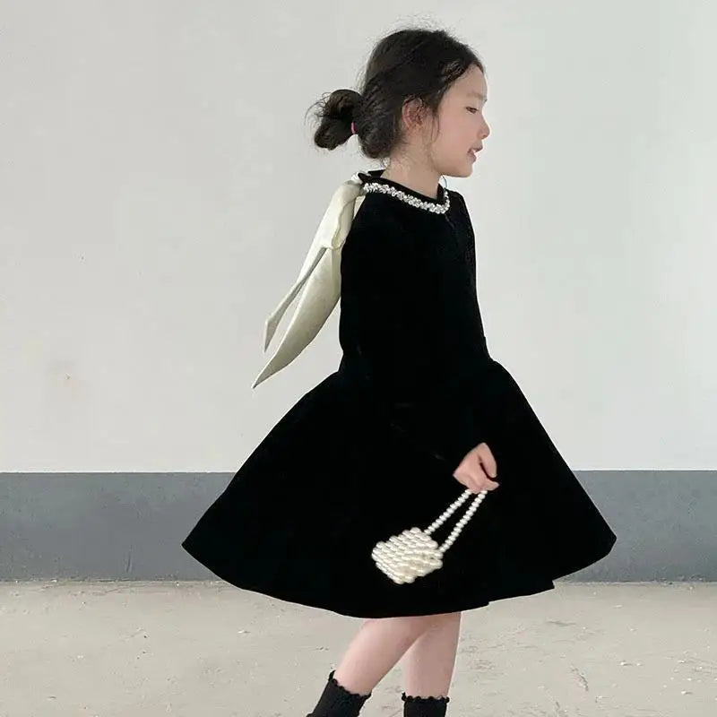 Festkjole Barn - Svart Fløyel Elegant