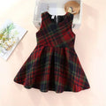 Kids Girls Woolen Dress 2024 New Arrival Autumn Winter Clothes Children Red Plaid Vest Dresses Casual Sleeveless Vest Dress