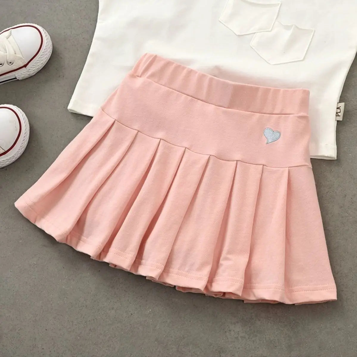 2023 Summer Kawaii Skirt For Girl Korean Fashion Aesthetic Sweet Dress Casual Chic Solid Color Children Clothes Cute Party Dress